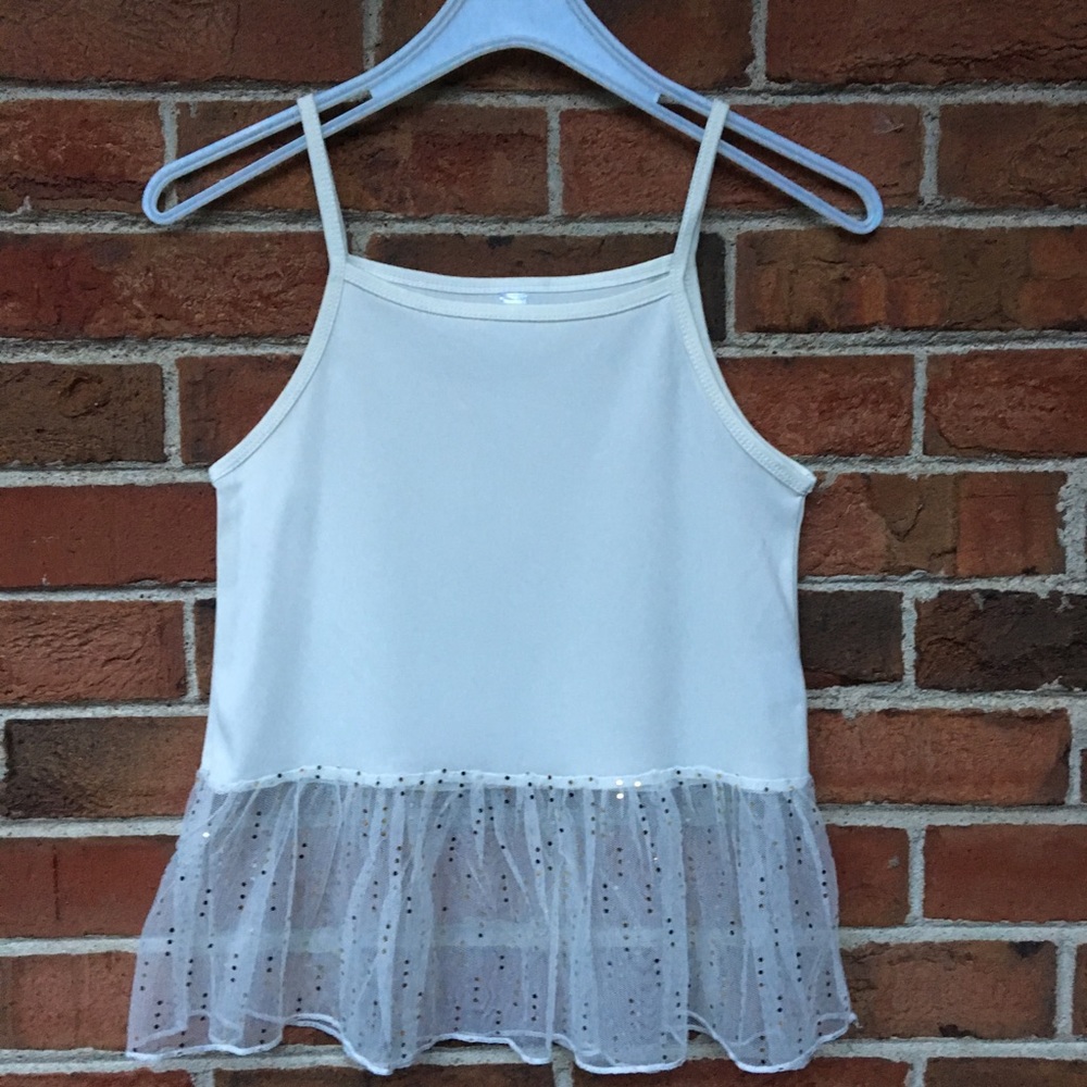 Knitworks White Tank with Tulle Hem. Sz Sm